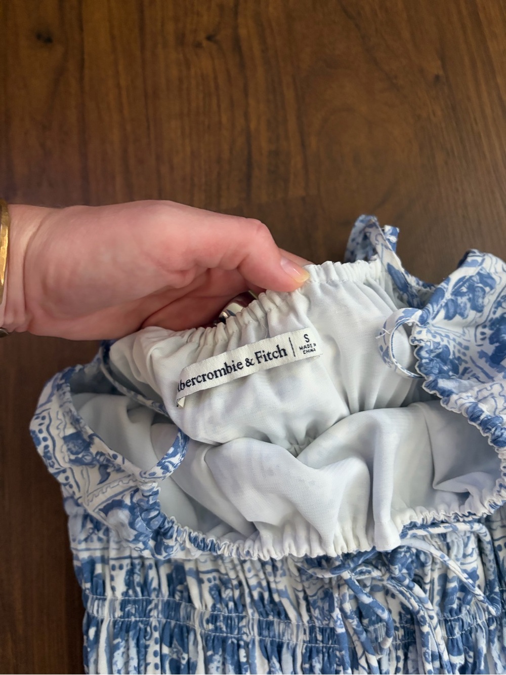 Abercrombie & Fitch Blue and White Printed Maxi Dress - Picture 3 of 4